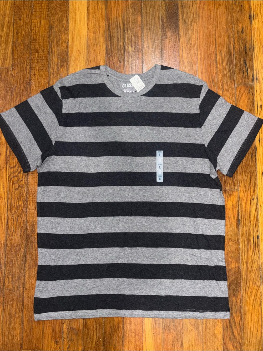 New Old Navy Men's Short Sleeve Crewneck Stripe Tee - Gray & Black